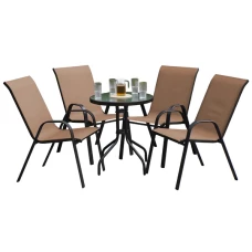 Комплект садових меблів 4Points Udine-4 з круглим столом 60см, Коричневий