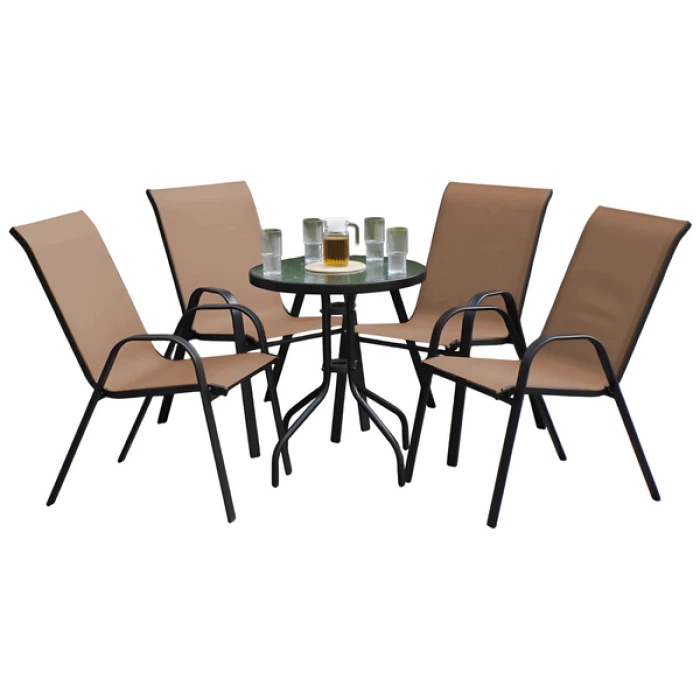 Комплект садових меблів 4Points Udine-4 з круглим столом 60см, Коричневий