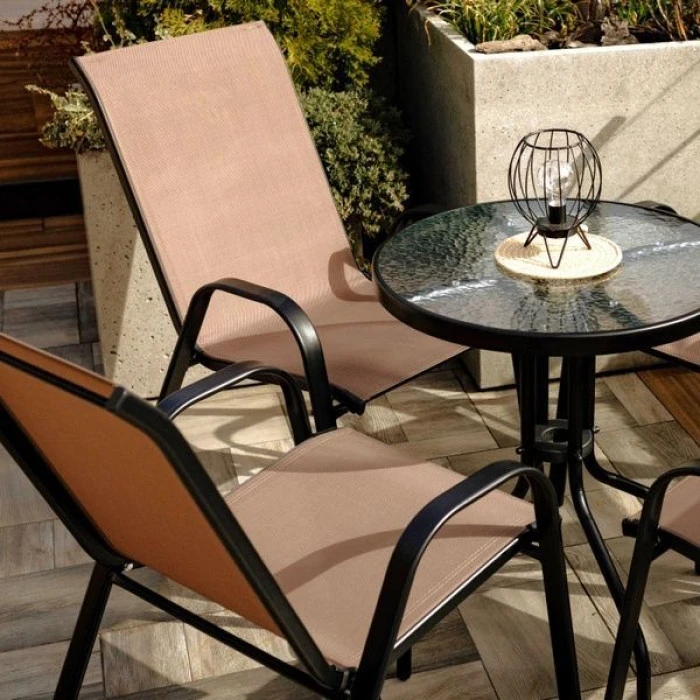 Комплект садових меблів 4Points Udine-4 з круглим столом 60см, Коричневий