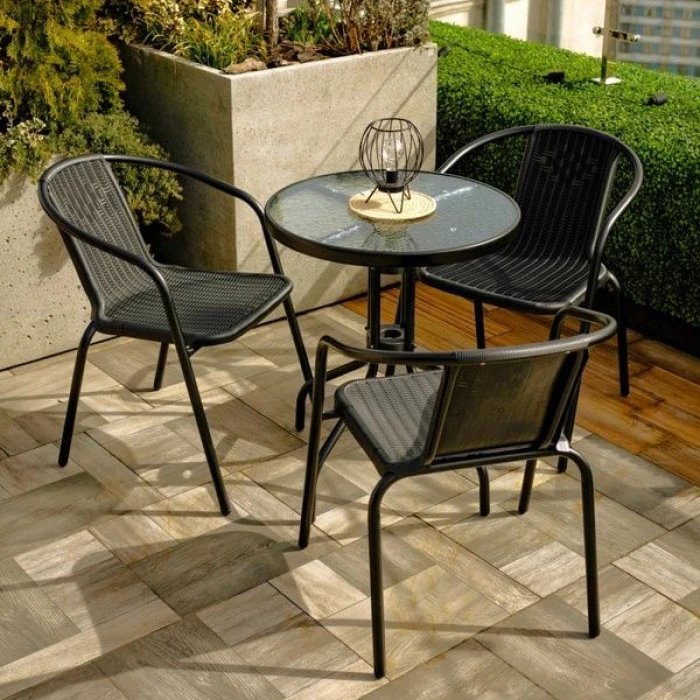 Комплект садових меблів 4Points Bari-3 круглий стіл 60см, Чорний