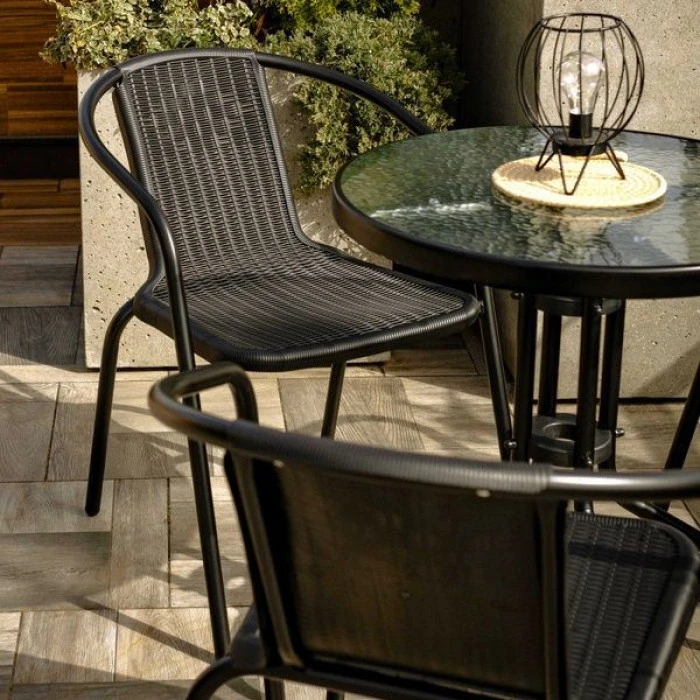 Комплект садових меблів 4Points Bari-3 круглий стіл 60см, Чорний