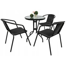 Комплект садових меблів 4Points Bari-3 круглий стіл 60см, Чорний