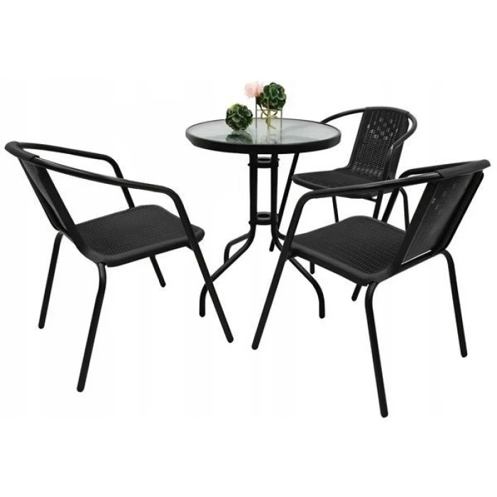 Комплект садових меблів 4Points Bari-3 круглий стіл 60см, Чорний