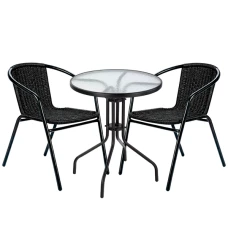 Комплект садовой мебели 4Points Garda-2 круглый стол 60см, Черный