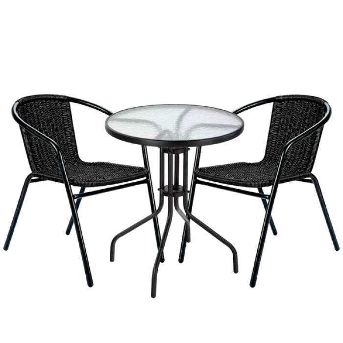 Комплект садовой мебели 4Points Garda-2 круглый стол 60см, Черный