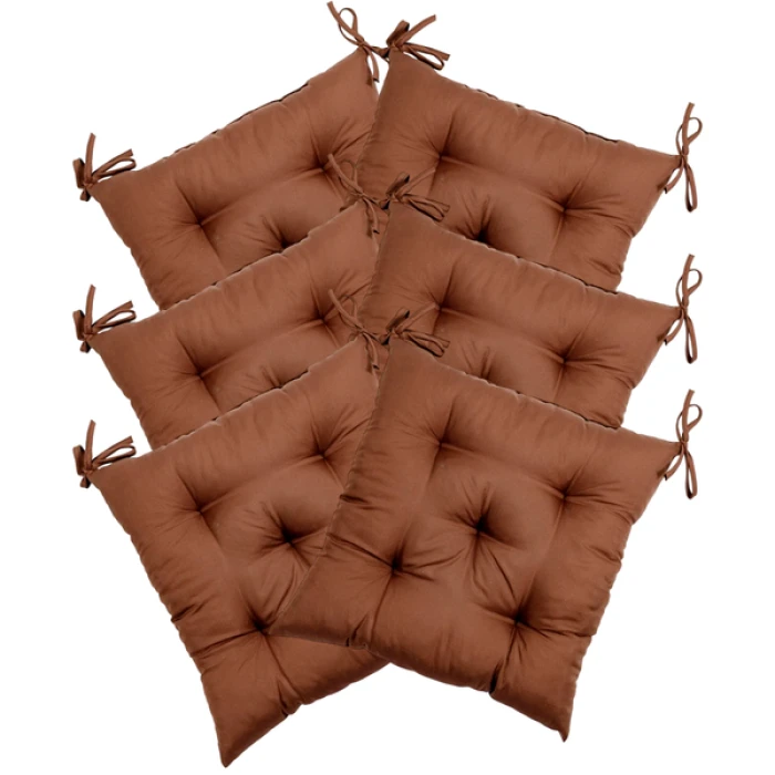 Комплект 6шт. Подушка на стул Fibra 40х40см, Коричневый