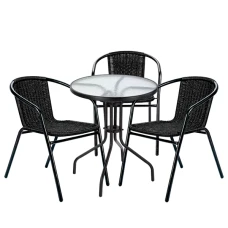 Комплект садових меблів 4Points Garda-3 круглий стіл ?60см, Чорний