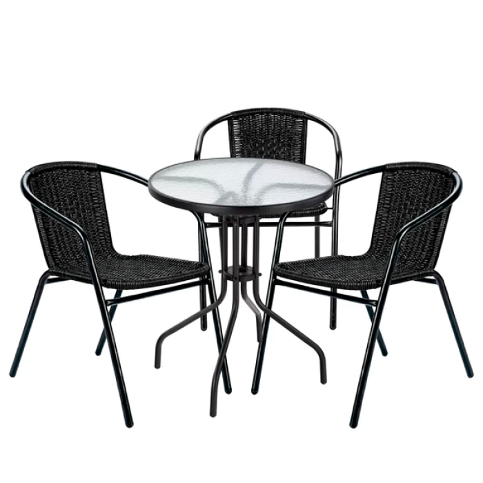 Комплект садових меблів 4Points Garda-3 круглий стіл ?60см, Чорний