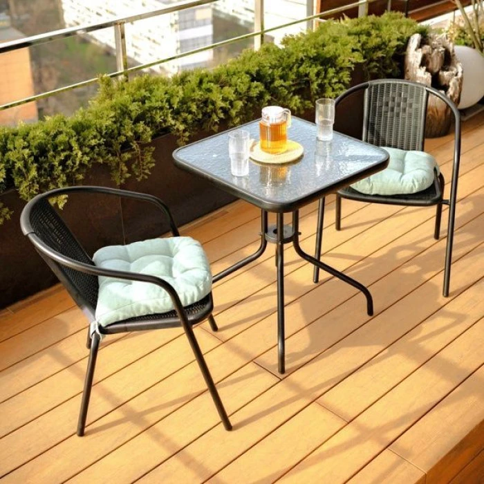 Комплект садових меблів 4Points Monza-2 з квадратним столом 60х60х70см, Чорний