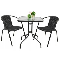 Комплект садових меблів 4Points Monza-2 з квадратним столом 60х60х70см, Чорний