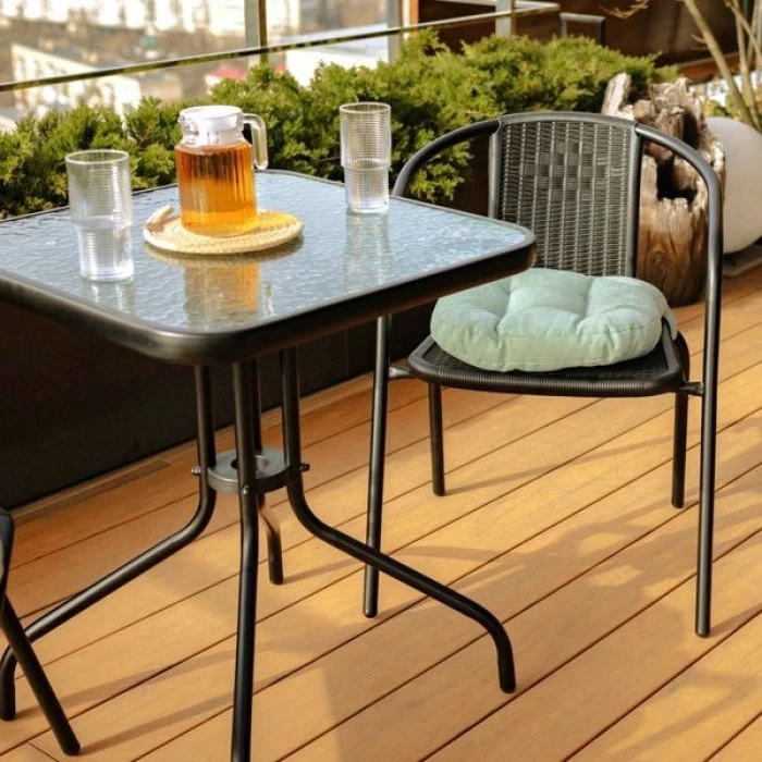 Комплект садових меблів 4Points Monza-2 з квадратним столом 60х60х70см, Чорний