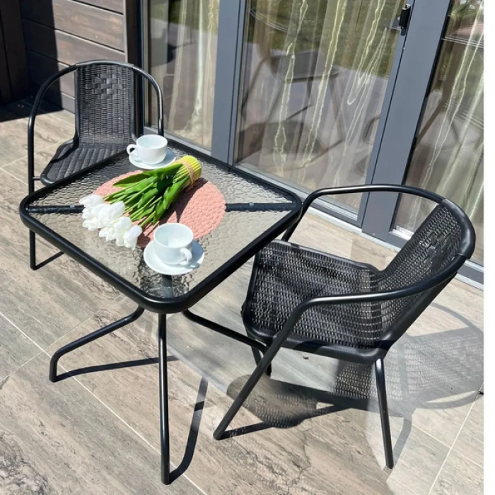 Комплект садових меблів 4Points Monza-2 з квадратним столом 60х60х70см, Чорний