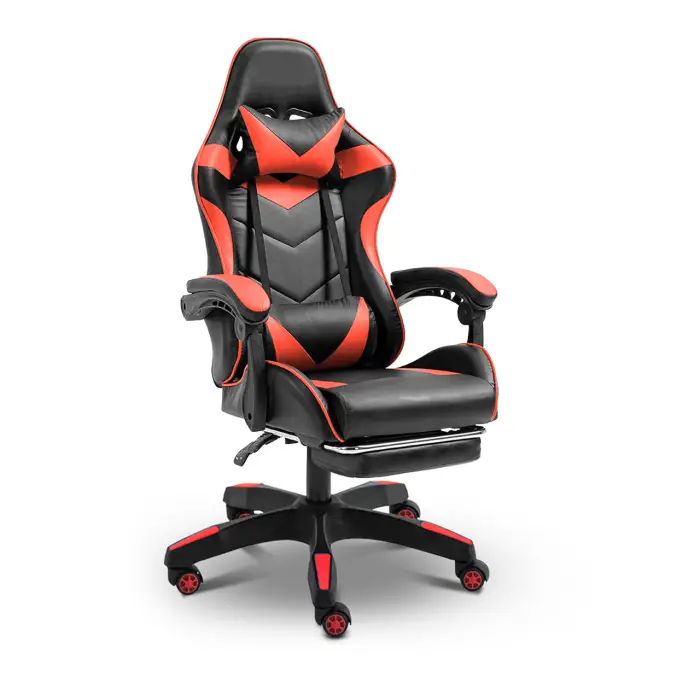 Геймерское игровое компьютерное кресло 4Points GT с подставкой для ног с подушками раскладное красное
