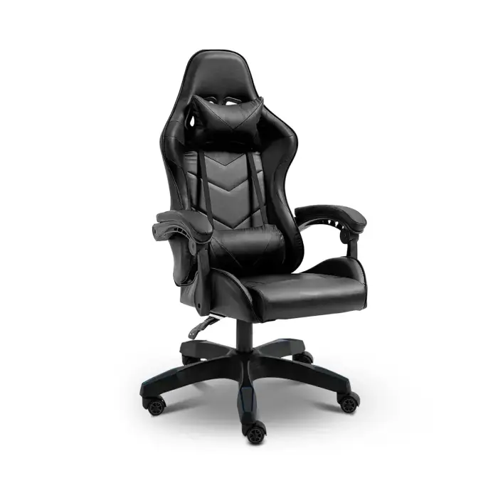 Геймерське ігрове крісло комп'ютерне 4Points GT спортивне для пк з подушками розкладне чорне