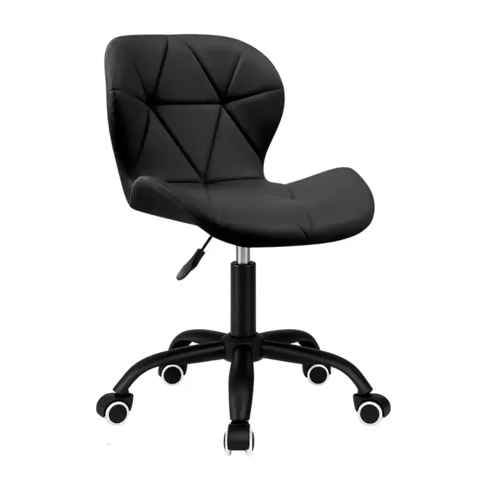 Кресло компьютерное на колесах 4Points Diamond стул офисный из эко-кожи металлическая основа для мастера персонала офиса дома Черн