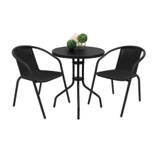 Комплект садовой мебели 4Points Torino-2 круглый стол 60см стальной, Черный
