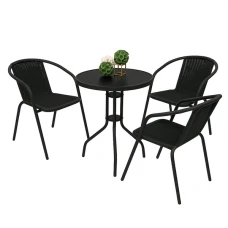 Комплект садових меблів 4Points Torino-3 круглий стіл 60см сталевий, Чорний