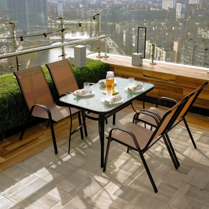 Комплект садовой мебели 4Points Udine-4 с прямоугольным столом 120х70х70см, Коричневый