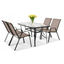 Комплект садовой мебели 4Points Udine-4 с прямоугольным столом 120х70х70см, Коричневый