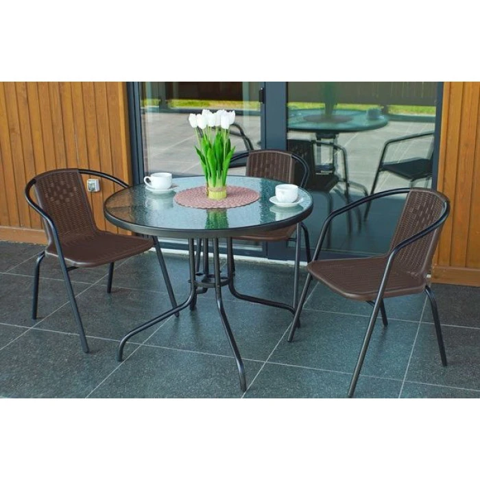 Комплект садових меблів 4Points PRATO-3 з круглим столом 80см, Коричневий