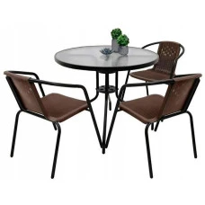 Комплект садових меблів 4Points PRATO-3 з круглим столом 80см, Коричневий
