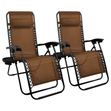 Комплект 2шт. Шезлонг 4P Flex з підстаканником, Коричневий