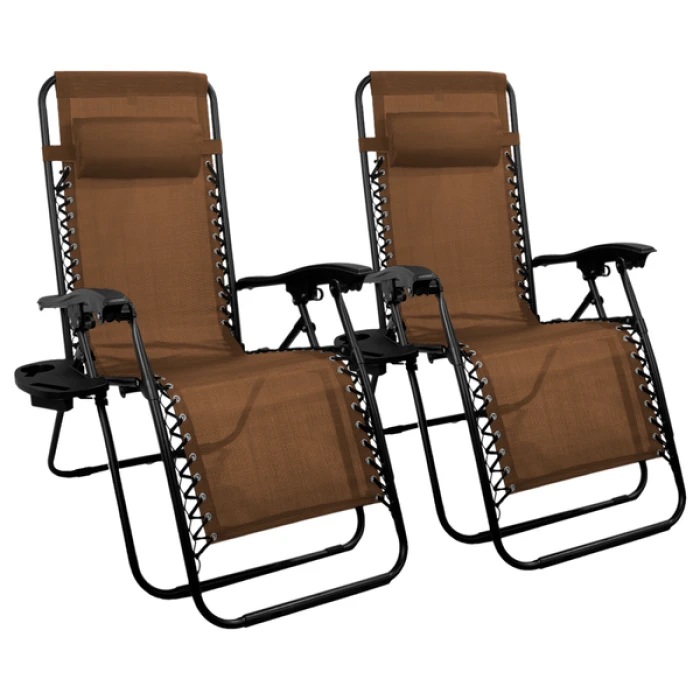 Комплект 2шт. Шезлонг 4P Flex з підстаканником, Коричневий
