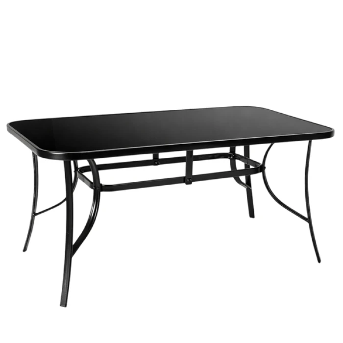 Стол садовый 4Points Siena прямоугольный 150х90х70 см, черное закаленное стекло/черный каркас