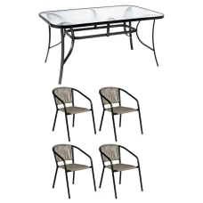 Комплект садових меблів 4Points Belluno-4 з прямокутним столом 150х90х70см, Сірий