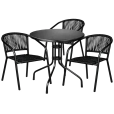 Комплект садових меблів 4Points Orio-3 круглий стіл ?60см сталевий, Чорний