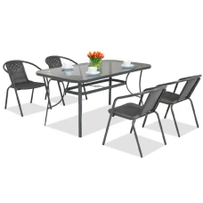 Комплект садовой мебели 4Points Ravello-4 с прямоугольным столом 140x80x70 см, Черный