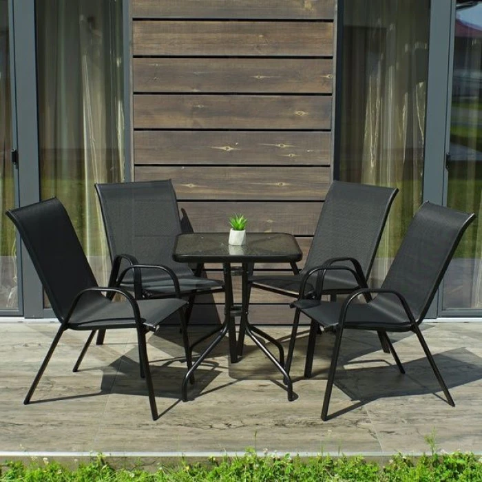 Комплект садовой мебели 4Points Grado-4 с квадратным столом 60х60х70см, Черный