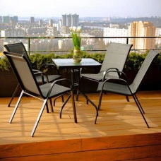 Комплект садовой мебели 4Points Grado-4 с квадратным столом 60х60х70см, Черный