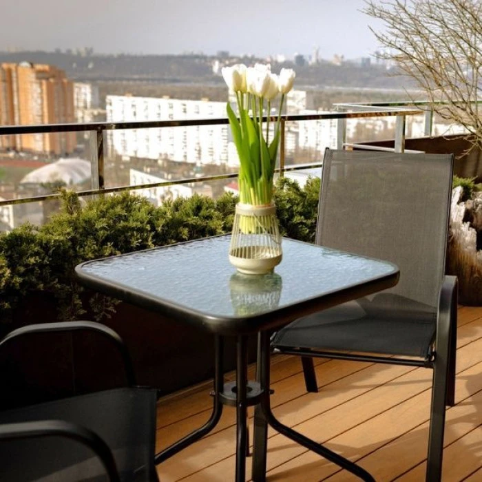 Комплект садовой мебели 4Points Grado-4 с квадратным столом 60х60х70см, Черный