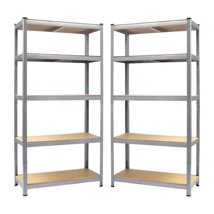 Комплект стеллажей 2шт 180х90х40см оцинкованный 5 полок МДФ общая нагрузка до 875 кг для склада кладовой гараж