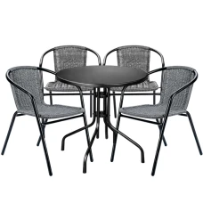Комплект садовой мебели 4Points Nemi-4 круглый стол 60см стальной, Серый