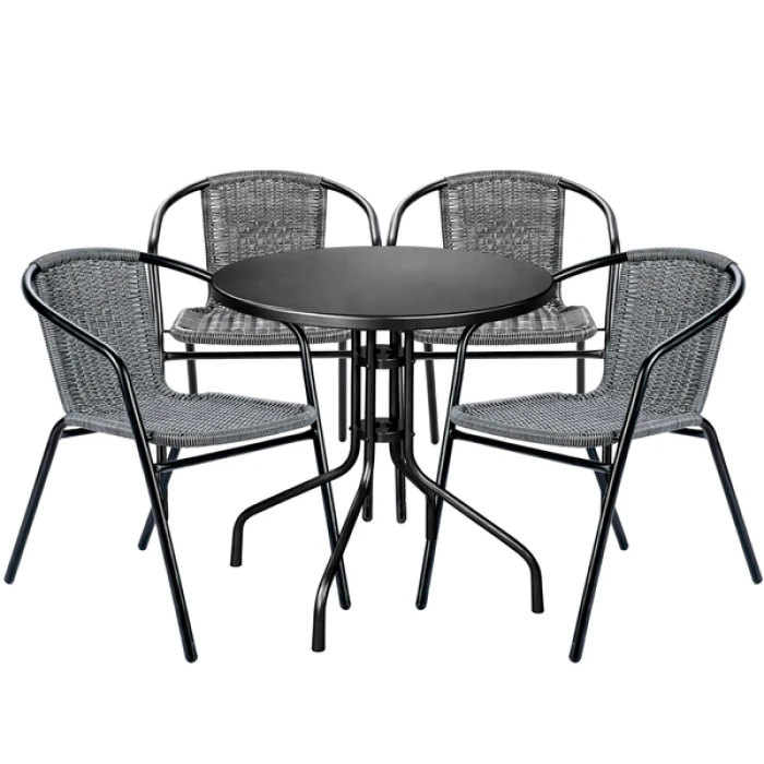 Комплект садовой мебели 4Points Nemi-4 круглый стол 60см стальной, Серый