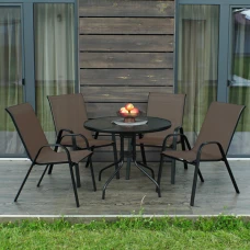 Комплект садових меблів 4Points ARTE-4 круглий стіл 80см, Коричневий