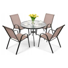 Комплект садових меблів 4Points ARTE-4 круглий стіл 80см, Коричневий