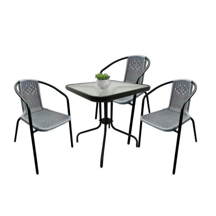 Комплект садовой мебели 4Points Monza-3 с квадратным столом 60х60х70см, Серый