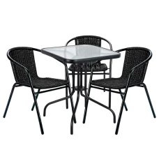 Комплект садовой мебели 4Points Lodi-3 с квадратным столом 60х60х70см, Черный