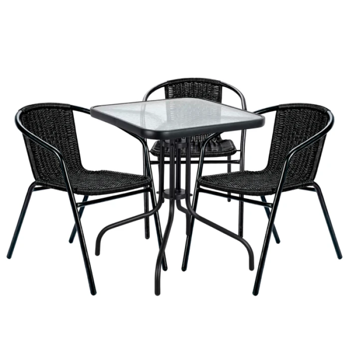 Комплект садовой мебели 4Points Lodi-3 с квадратным столом 60х60х70см, Черный