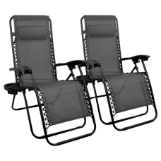 Комплект 2шт. Шезлонг 4P Flex з підстаканником, Сірий
