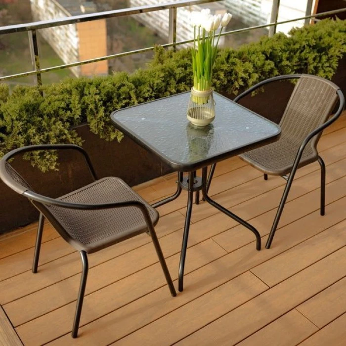 Комплект садових меблів 4Points Monza-2 з квадратним столом 60х60х70см, Коричневий