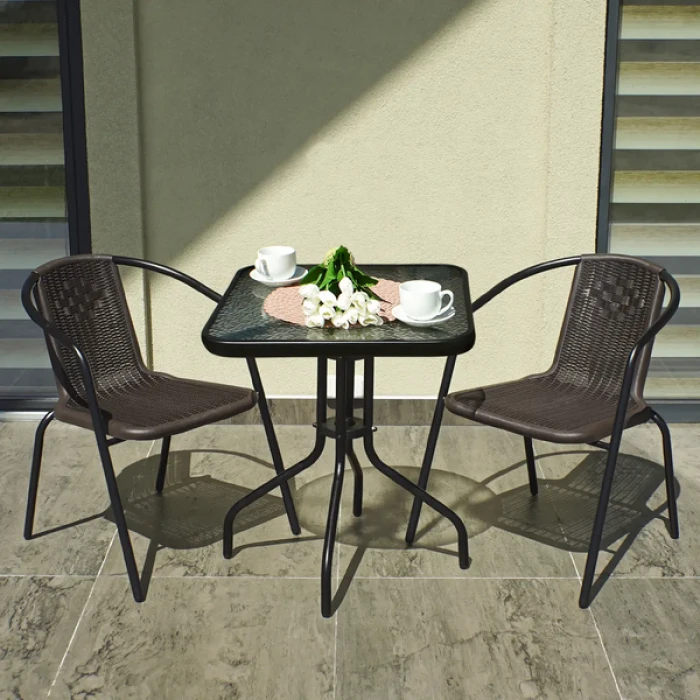 Комплект садових меблів 4Points Monza-2 з квадратним столом 60х60х70см, Коричневий