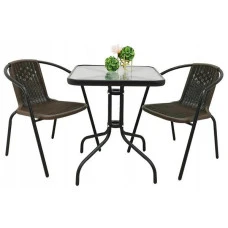 Комплект садових меблів 4Points Monza-2 з квадратним столом 60х60х70см, Коричневий