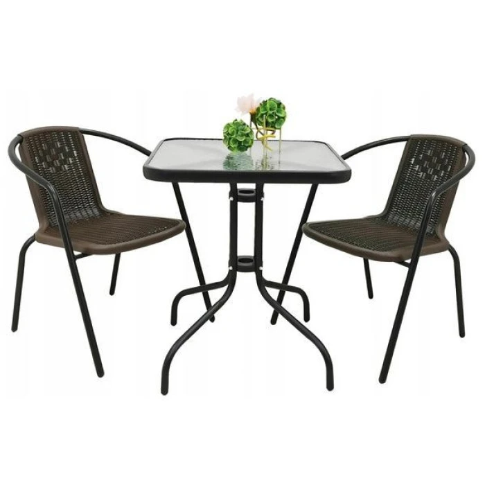 Комплект садових меблів 4Points Monza-2 з квадратним столом 60х60х70см, Коричневий