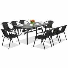 Комплект садовой мебели 4Points Levanto-8 с прямоугольным столом 140х80х70см, Черный