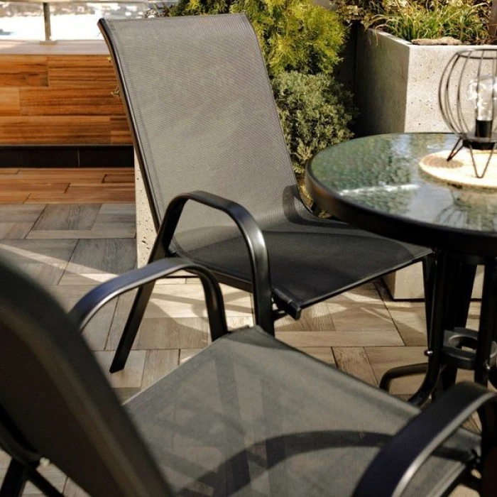 Комплект садових меблів 4Points Udine-4 з круглим столом 60см, Чорний