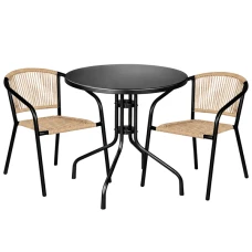 Комплект садовой мебели 4Points Orio-2 круглый стол ?60см стальной, Коричневый